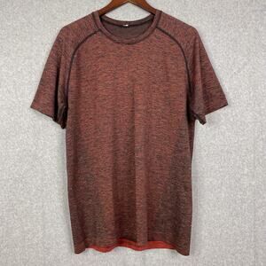 Lululemon Shirt Mens L Black Red Black Lime Metal Vent Tech Short Sleeve